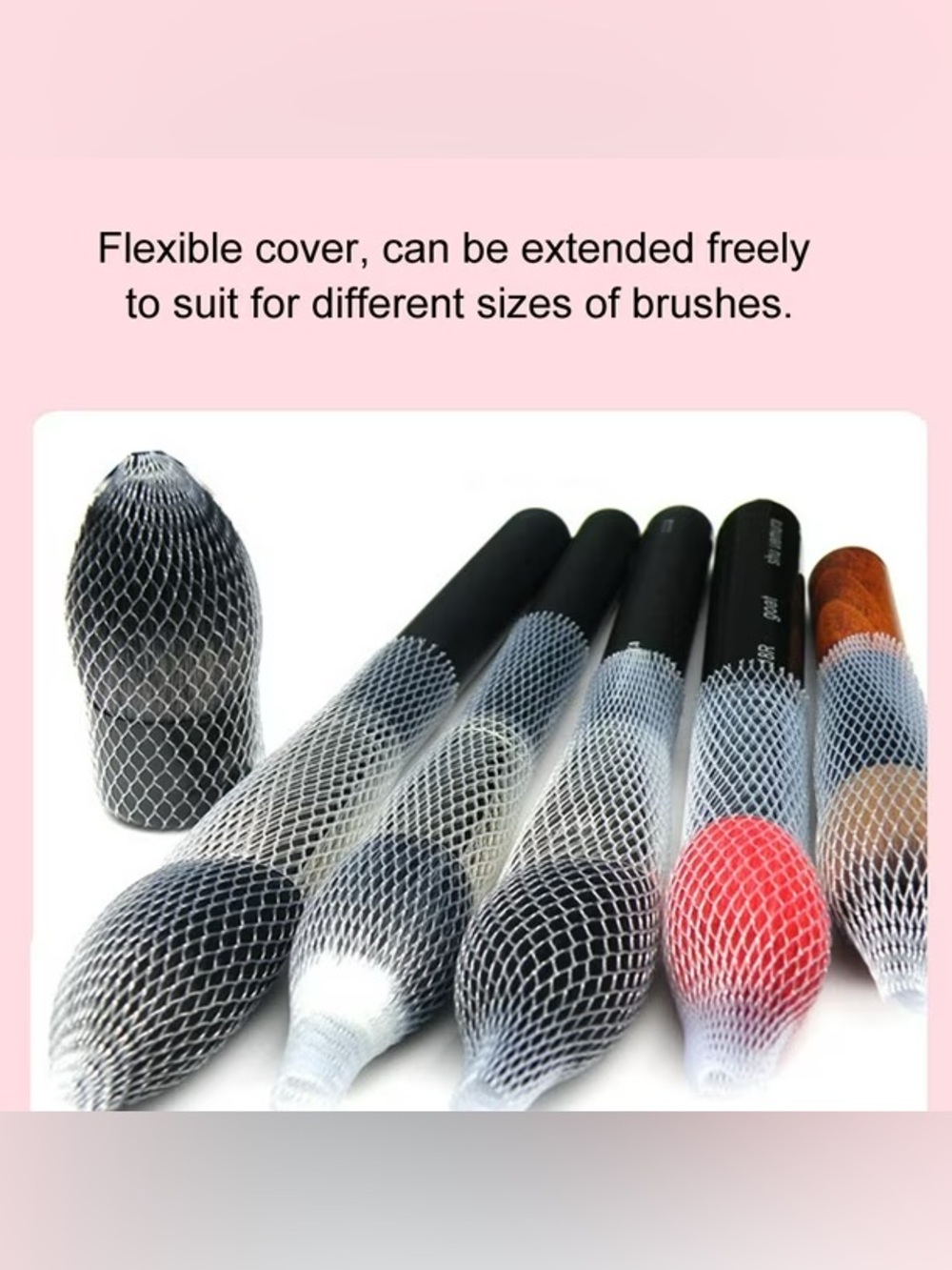 50 Pcs Makeup Brush Protective Mesh Sleeves, Covers